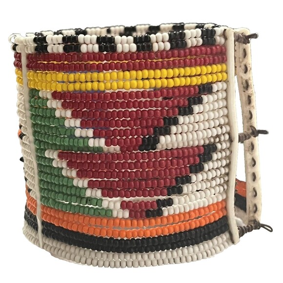 African Cuff Bracelet Beaded Maasai Tribe Handmade Tanzania Africa Bohemian New - Picture 3 of 5